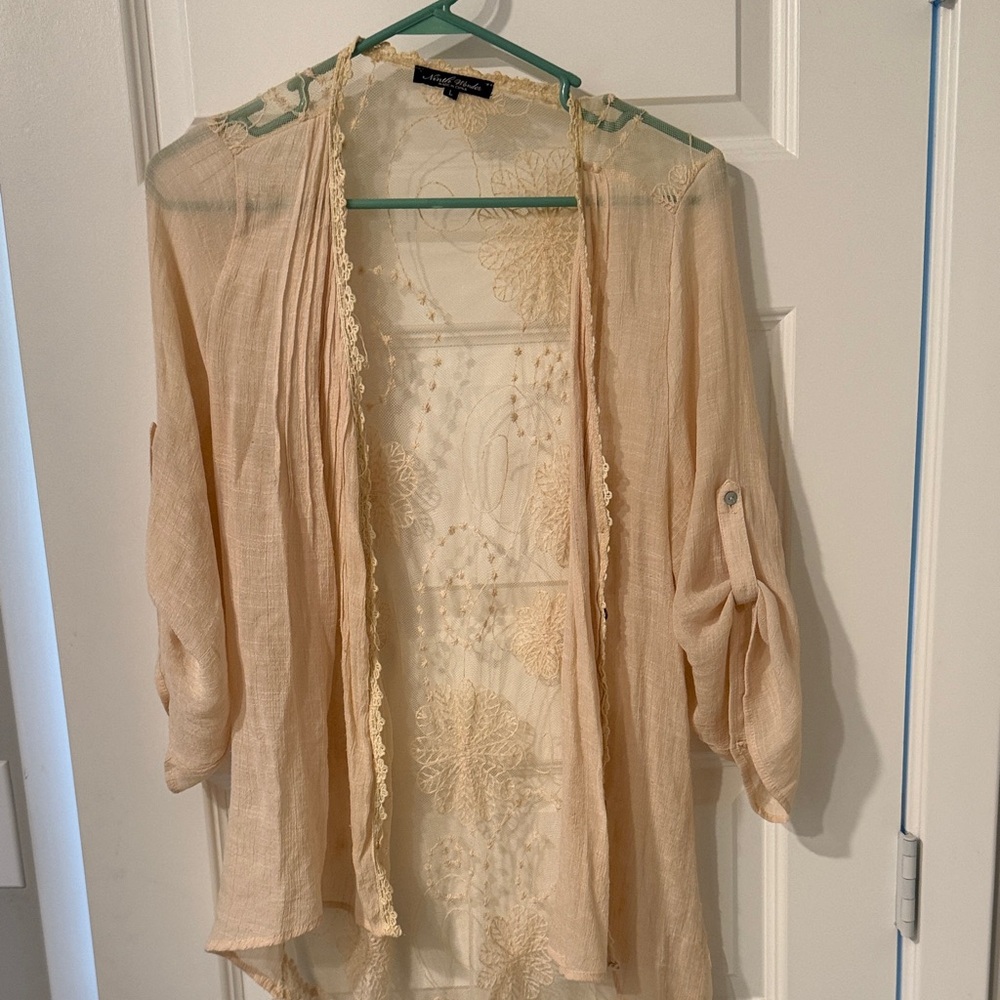 LACE Kimono Cardigan layer festival boho western cowgirl L ninth wonder large